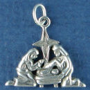 Christmas Nativity with Jesus, Mary and Saint Joseph Sterling Silver Charm 3D Pendant