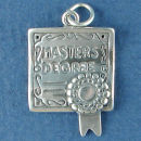 Graduation Diploma for Masters Degree School Unrolled 3D Sterling Silver Charm Pendant