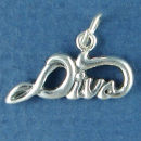 Diva Word Phrase Sterling Silver Charm Pendant