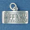 Money One Dollar Bill Sterling Silver 3D Charm Pendant Charm Bracelet Sized