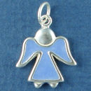 Angel with Light Blue Enamel Sterling Silver Charm Pendant