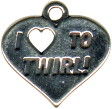 I Love To Twirl Heart Sterling Silver Charm