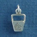 Chinese Food Take Out Box Sterling Silver Charm 3D Pendant