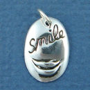 Affirmation Charm Smile with Lips Sterling Silver Charm Pendant