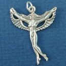 Fairy with Wings Spread Sterling Silver Charm Pendant