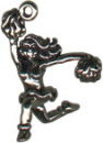 Cheerleader with Pom Poms 3D Sterling Silver Charm Pendant