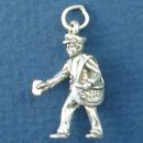 Postman and Mailman Occupation 3D Sterling Silver Charm Pendant