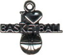 Basketball, I Love Sports Sterling Silver Charm Pendant