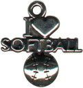 Softball, I Love Sports Sterling Silver Charm Pendant