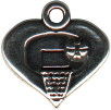 Heart I Love Basketball Charm Sterling Silver 