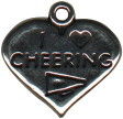 Heart I Love Cheering Charm Sterling Silver