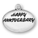 Happy Anniversary Word Phase on Disk Sterling Silver Charm Pendant maybe Engraved