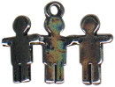 Paper Dolls Cut Out 3D Sterling Silver Charm Pendant