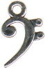 Music: Bass Clef 3D Sterling Silver Charm Pendant