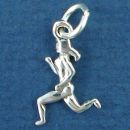 Jogger Running a Marathon Female Small 3D Sports Sterling Silver Charm Pendant