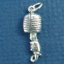 Professional Radio Microphone for Singing and Music 3D Sterling Silver Charm Pendant