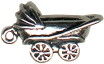 Baby Carriage 3D Sterling Silver Charm Pendant