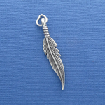 Feather Charm Sterling Silver Medium