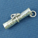 Graduation Diploma 3D Sterling Silver Charm Pendant