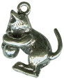 Cat: Kitten with Ball of Yarn Medium 3D Sterling Silver Charm Pendant