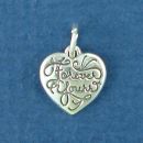 Heart with Word Phrase Forever Yours Sterling Silver Charm Pendant