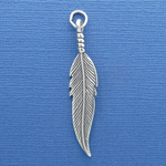 Feather Charm Sterling Silver Large