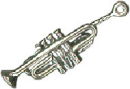 Music: Trumpet 3D Sterling Silver Charm Pendant