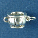 Sugar Bowl for Coffee or Tea 3D Sterling Silver Charm Pendant