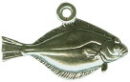 Halibut Fish Charm Sterling Silver Pendant