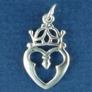 Celtic Symbol with Heart and Crown Sterling Silver Charm Pendant