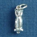 Owl Pendant Small 3D Bird Sterling Silver Charm Pendant