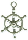 Ship's Wheel Nautical 3D Sterling Silver Charm Pendant