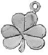 Shamrock Charm Lucky Irish 3D Sterling Silver Charm Pendant