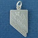 State of Nevada Sterling Silver Charm Pendant and Cities Carson City, Las Vegas and Reno with Picture of Mountain Climber and Cattle