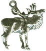 Elk with Antlers 3D Sterling Silver Charm Pendant