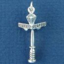 New Orleans; Bourbon Street and St Louis Street Signs on Gas Light Post 3D Sterling Silver Charm Pendant