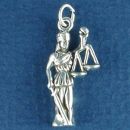 Lady Justice with Sword and Scales of Justice for Law Profession Sterling Silver Charm Pendant