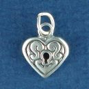 Heart Lock with Keyhole Sterling Silver Charm Pendant