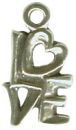 Love Word Phrase with Heart Accent Sterling Silver Charm Pendant