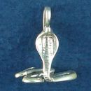 King Cobra Snake Poised to Strike 3D Sterling Silver Charm Pendant