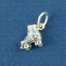 Roller Skate Tiny 3D Sterling Silver Charm Pendant