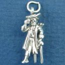 Pirate with Parrot and Sword Sterling Silver 3D Charm Pendant