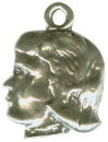 Silhouette Girl Head 3D Sterling Silver Charm Pendant