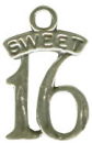 Sweet 16 Sterling Silver Charm Pendant