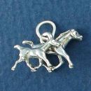 Horse Mare and Colt 3D Sterling Silver Charm Pendant