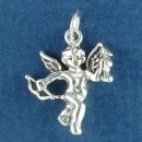 Cherubim Angel Charm Sterling Silver Pendant with Bow