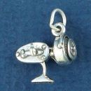 Fishing Reel 3D Sterling Silver Charm Pendant