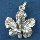 Flower: Hibiscus Bud 3D Sterling Silver Charm Pendant