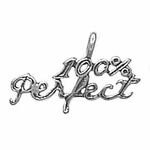 100% Perfect Word Charm and Message Phrase Sterling Silver Charm Pendant