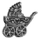 Baby Carriage with Ornate Design 3D Sterling Silver Charm Pendant